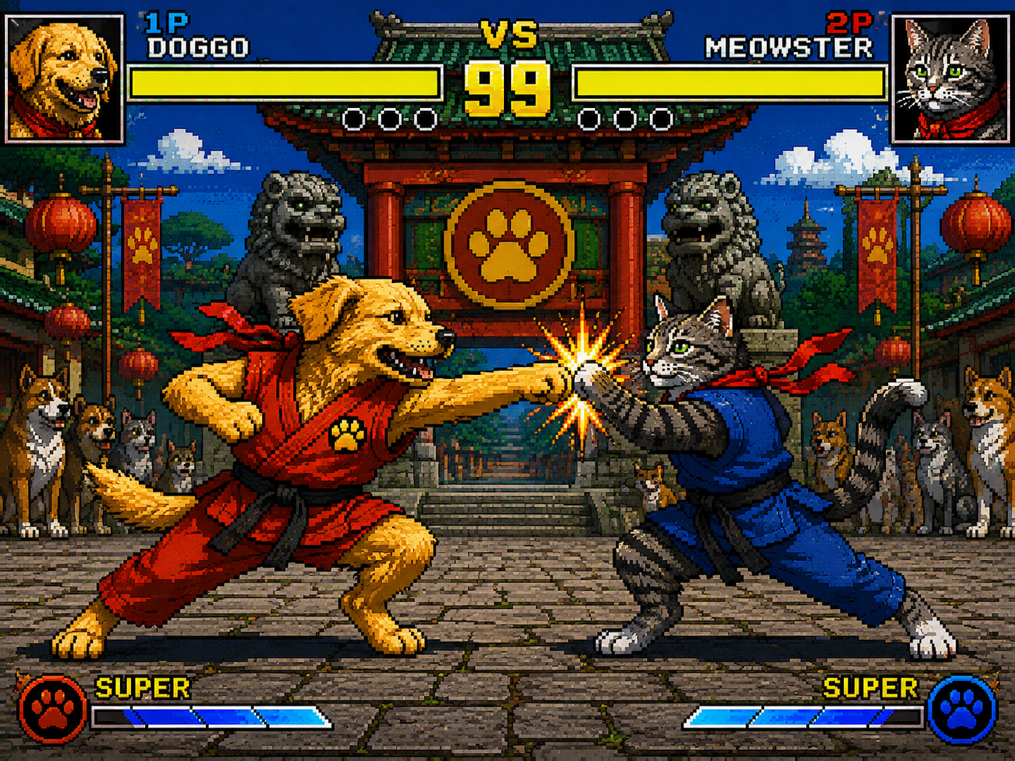 A Classic Arcade Pvp Fighting Game, Except The Combatants Are A Dog And A Cat