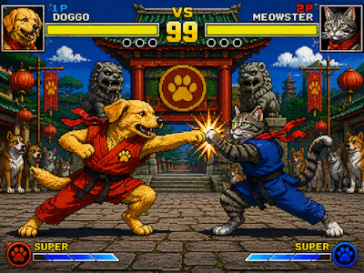 A Classic Arcade Pvp Fighting Game, Except The Combatants Are A Dog And A Cat