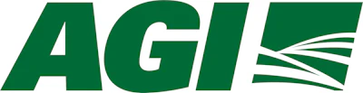 AGI company logo in forest green and white with stylized lines