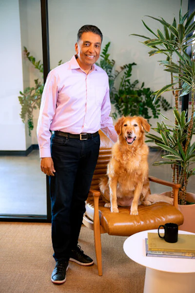 Apu Mody, CEO, Golden Pet Brands; Jersey, Golden Retriever.