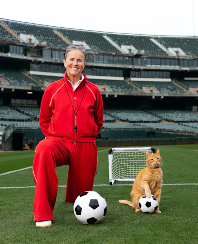 U.S. Women's National Team member, lifelong soccer fan, and self-described cat grandma, Brandi Chastain.