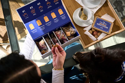 Each box is themed around a concept or occasion. The May tea party box includes dog biscuits, tea sets and dog-specific teas.