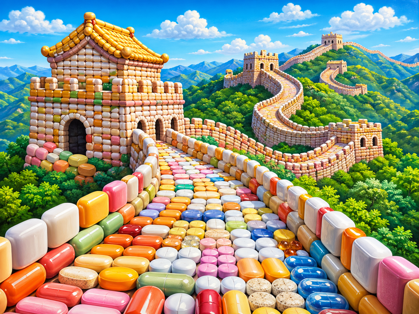 The Great Wall Of China Made From Vitamins And Pills