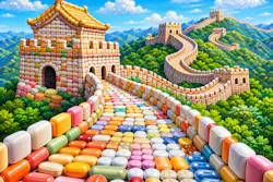 The Great Wall Of China Made From Vitamins And Pills