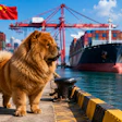 A Chow Chow Standing In A Port In China
