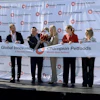Champion Petfoods inaugurated its Global Innovation & Discovery Centre in Acheson, Alberta. From left: Christine Pendlebury, global director, technical innovation and development; George Haritatos, chief supply chain officer; Jeff Johnston, senior vice president, research, innovation and product development; Stacey Osborn, president of Champion Petfoods; Elisabetta Pierangelo, vice president, R&D global, Mars Pet Nutrition; Emily Dowling, chief marketing officer; and Vincent Ezoua, plant director.