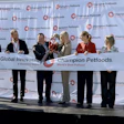 Champion Petfoods inaugurated its Global Innovation & Discovery Centre in Acheson, Alberta. From left: Christine Pendlebury, global director, technical innovation and development; George Haritatos, chief supply chain officer; Jeff Johnston, senior vice president, research, innovation and product development; Stacey Osborn, president of Champion Petfoods; Elisabetta Pierangelo, vice president, R&D global, Mars Pet Nutrition; Emily Dowling, chief marketing officer; and Vincent Ezoua, plant director.