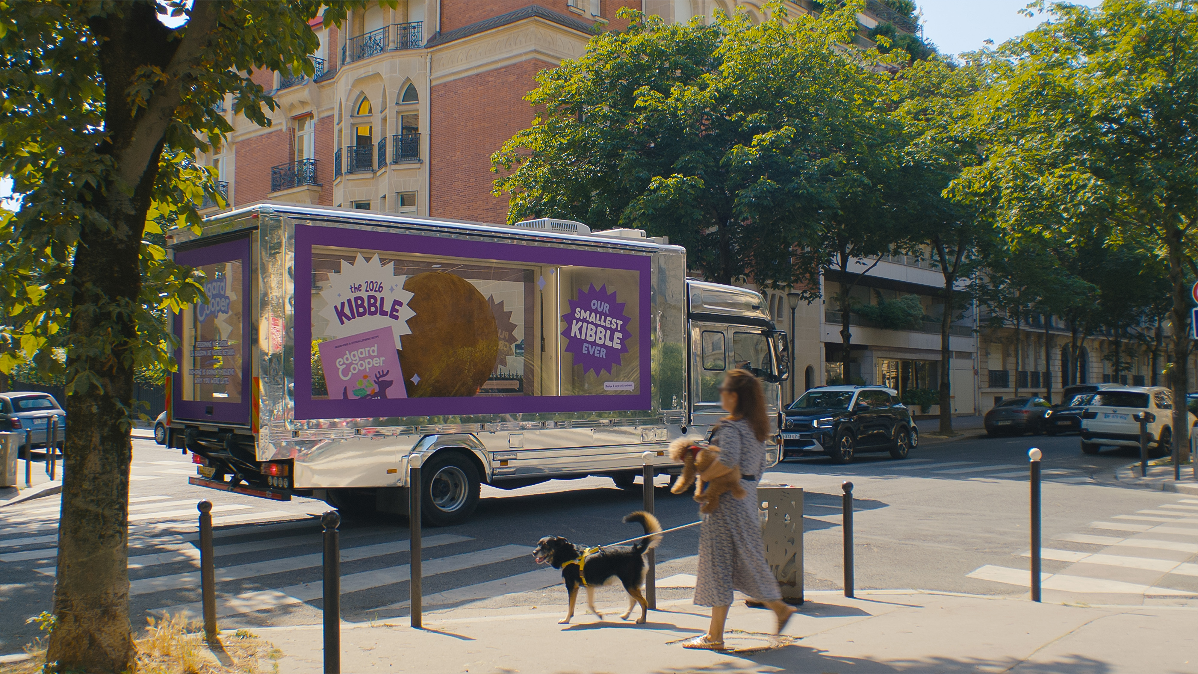 Edgard & Cooper's 'Kibble Truck' promotes the 2026 Kibble's new small-size option for small dogs.