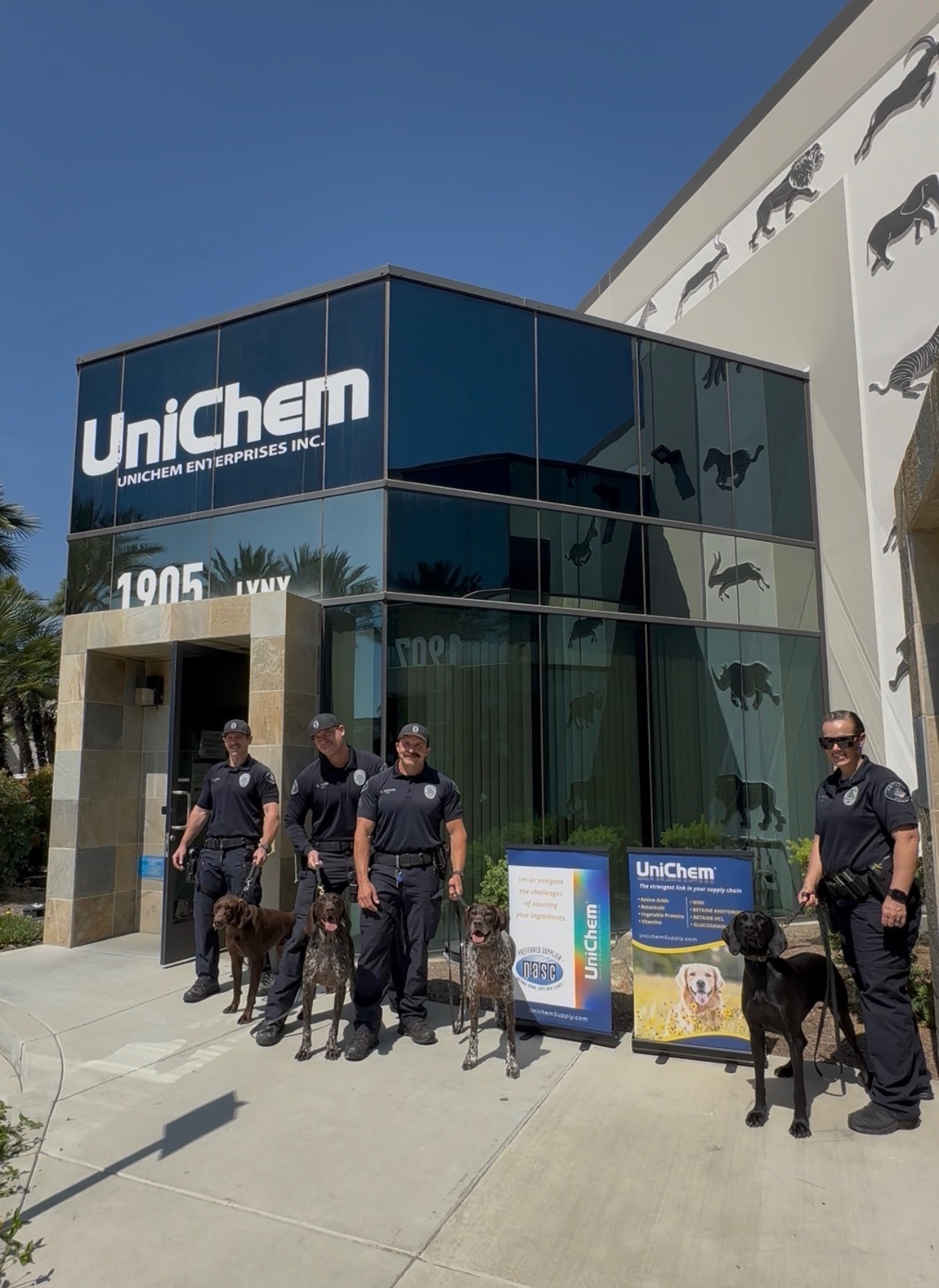 UniChem hosted teams from the local police department's canine explosive detection unit for a real-world training exercise at its facility in Ontario, California, in April.