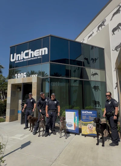 UniChem hosted teams from the local police department's canine explosive detection unit for a real-world training exercise at its facility in Ontario, California, in April.
