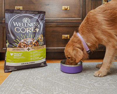 According to Wellness Pet, palatability testing showed Wellness CORE+ Healthy Weight was preferred over select leading weight management dry dog foods.