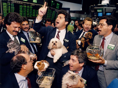 1980s Photo Of A Stock Brokers On The New York Stock Exchange Floor