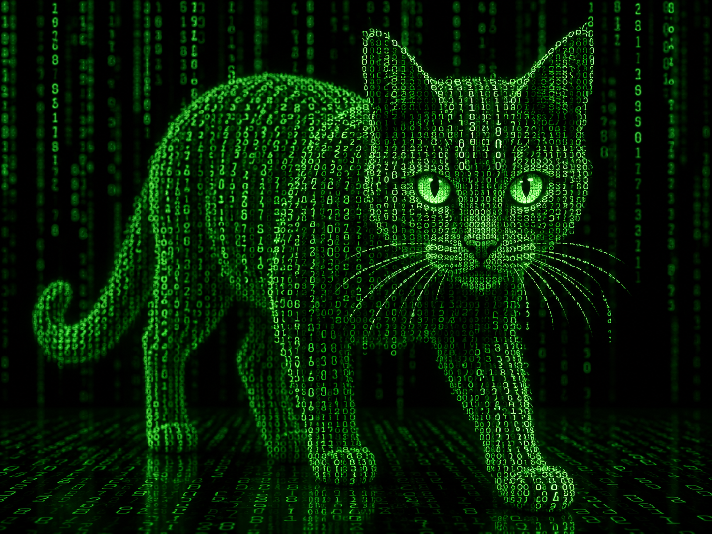 Cat Made From Green Digits