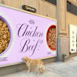 As part of the campaign, Ollie is introducing a 'Chicken or Beef' billboard scented with its proteins, along with mobile billboards positioned outside wedding-related locations in New York City.