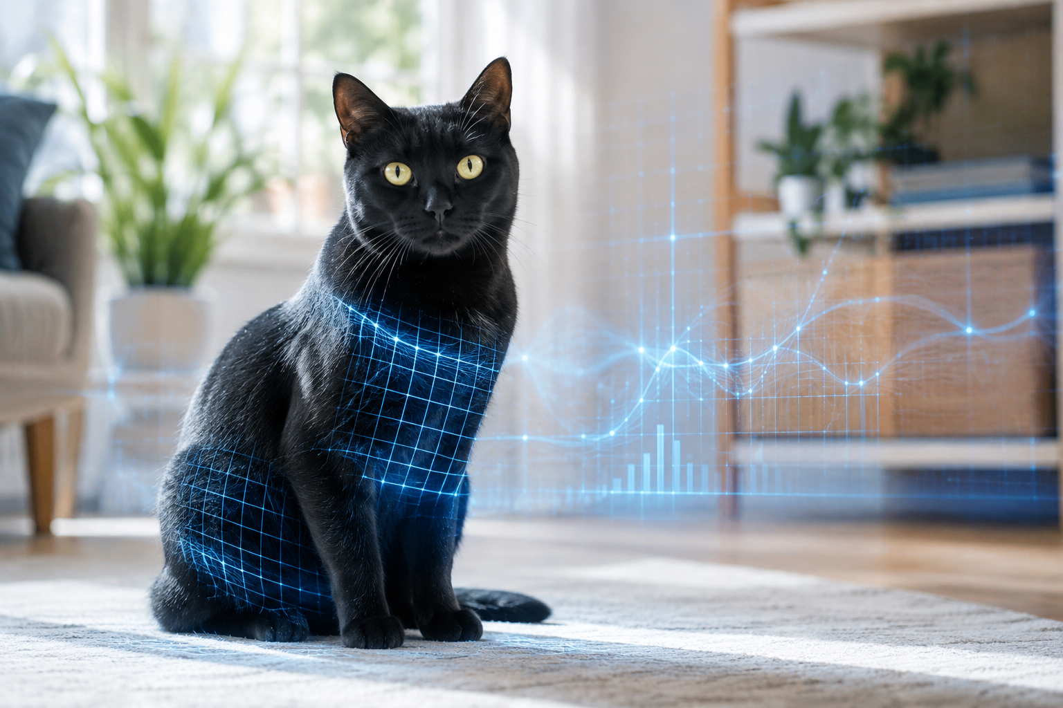 Black Cat Being Scanned Ai Chat Gpt