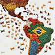 Dall·e 2024 06 27 06 33 29 A Map Of Latin America Made With Dog Kibble Arranged Like A Mosaic The Different Countries Are Outlined And Distinguishable By Variations In Kibble C