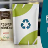 Frozen fruit medley and recycled packaging pouch with Rapids Paper + Packaging and ECOVA logos displayed