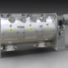 Industrial horizontal ribbon mixer with electric motor drive and safety features