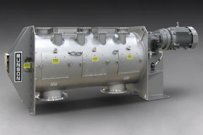 Industrial horizontal ribbon mixer with electric motor drive and safety features