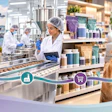 Diverse business sectors including agriculture, manufacturing, retail, and pet care connected by industry icons and flowing ribbon design.