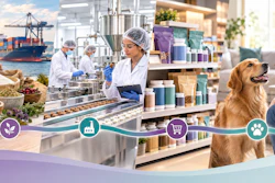 Diverse business sectors including agriculture, manufacturing, retail, and pet care connected by industry icons and flowing ribbon design.