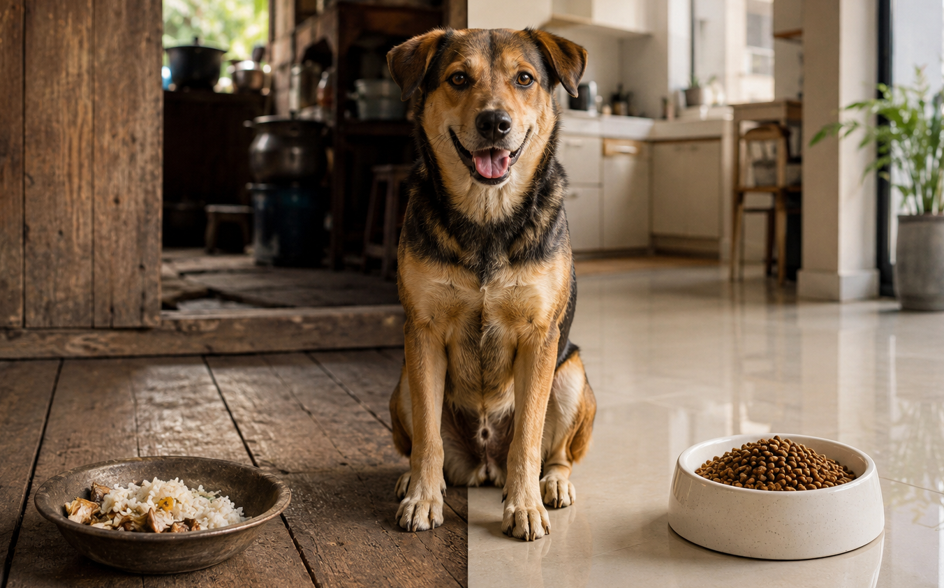 In Southeast Asia, affordable kibble lines are winning over working-class families, who increasingly see a shelf-stable bag as less wasteful and more convenient than cooking scraps.