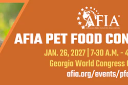 AFIA Pet Food Conference promotional banner featuring a cat, scheduled for January 26, 2027 at Georgia World Congress Center