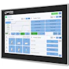 Coperion KTRON industrial feeder control system interface with process graphs, task buttons, and equipment setup options