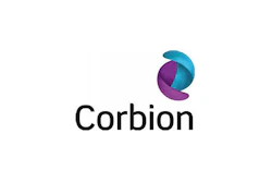 Corbion logo featuring abstract teal and purple circular symbol with company name