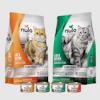 Nulo Freestyle cat and kitten food packaging in chicken and whitefish recipes with canned wet food products