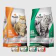 Nulo Freestyle cat and kitten food packaging in chicken and whitefish recipes with canned wet food products