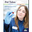 Pet Tales magazine cover featuring soft chew innovation research with scientist holding red heart-shaped product sample