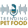 Trending Pet Food logo featuring a stylized cat and dog in a microphone shape with audio waveforms